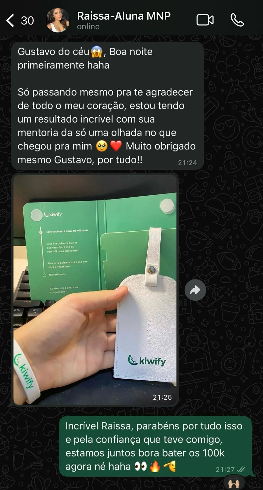 Feedback de aluna Raissa - Kiwify