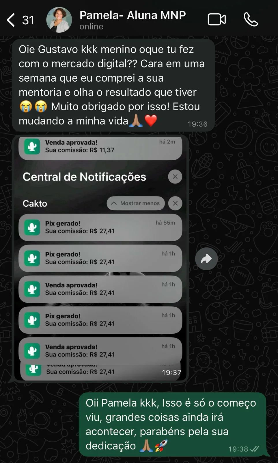 Feedback de aluna Pamela - Resultados em uma semana